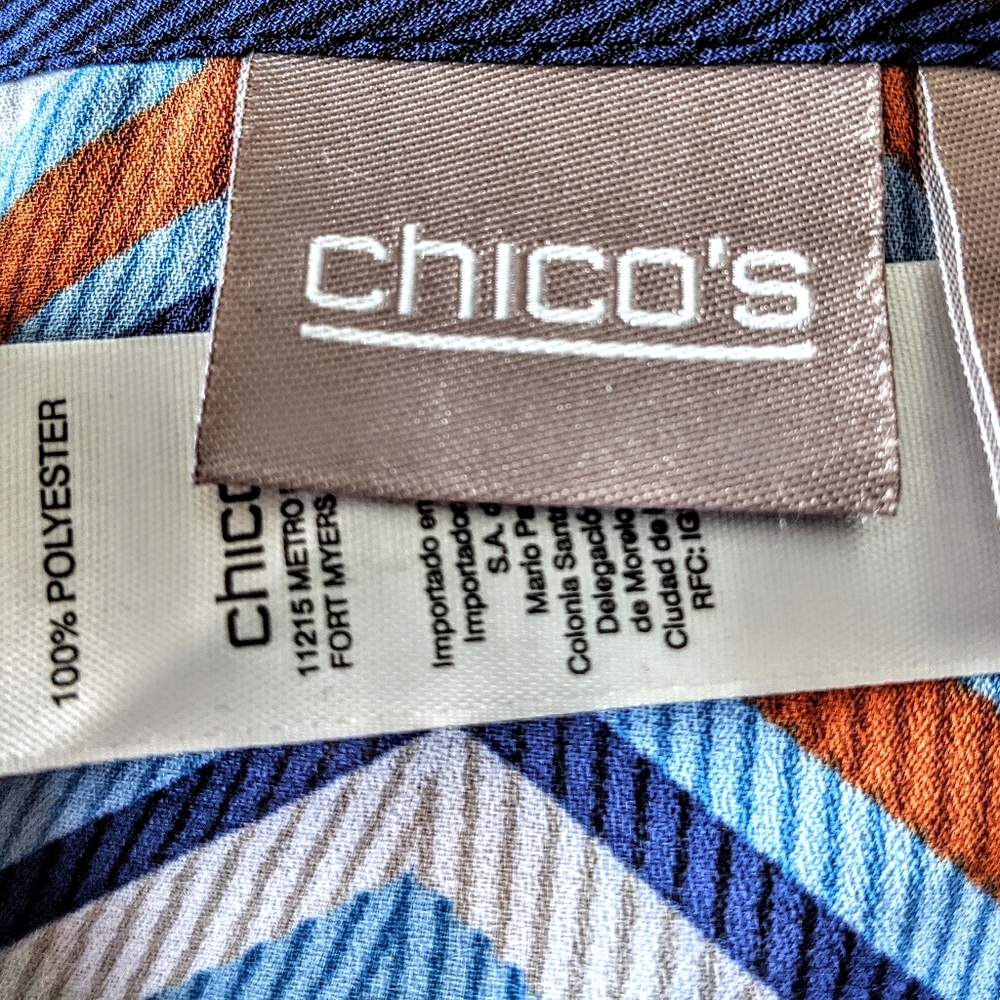 🔴SOLD🔴 Chico's Chevron Tunic Blouse Slit Sleeves - Picture 7 of 8
